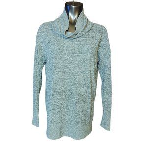 TALBOTS Womens M Gray Marled Long Sleeve Knit Cowl Turtle Neck Sweater